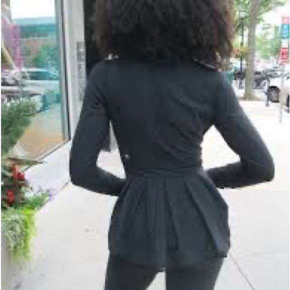 lululemon athletica Jackets & Blazers - Lululemon black riding peplum ruffle back pleated jacket 8 RARE